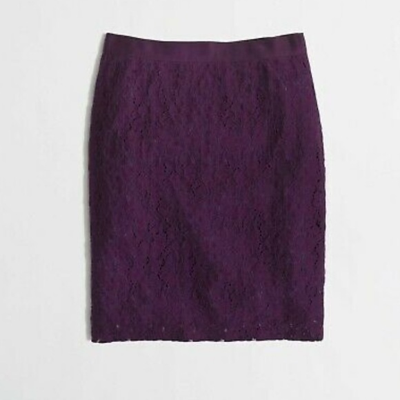 J. Crew Purple Lace Pencil Skirt - Picture 7 of 8